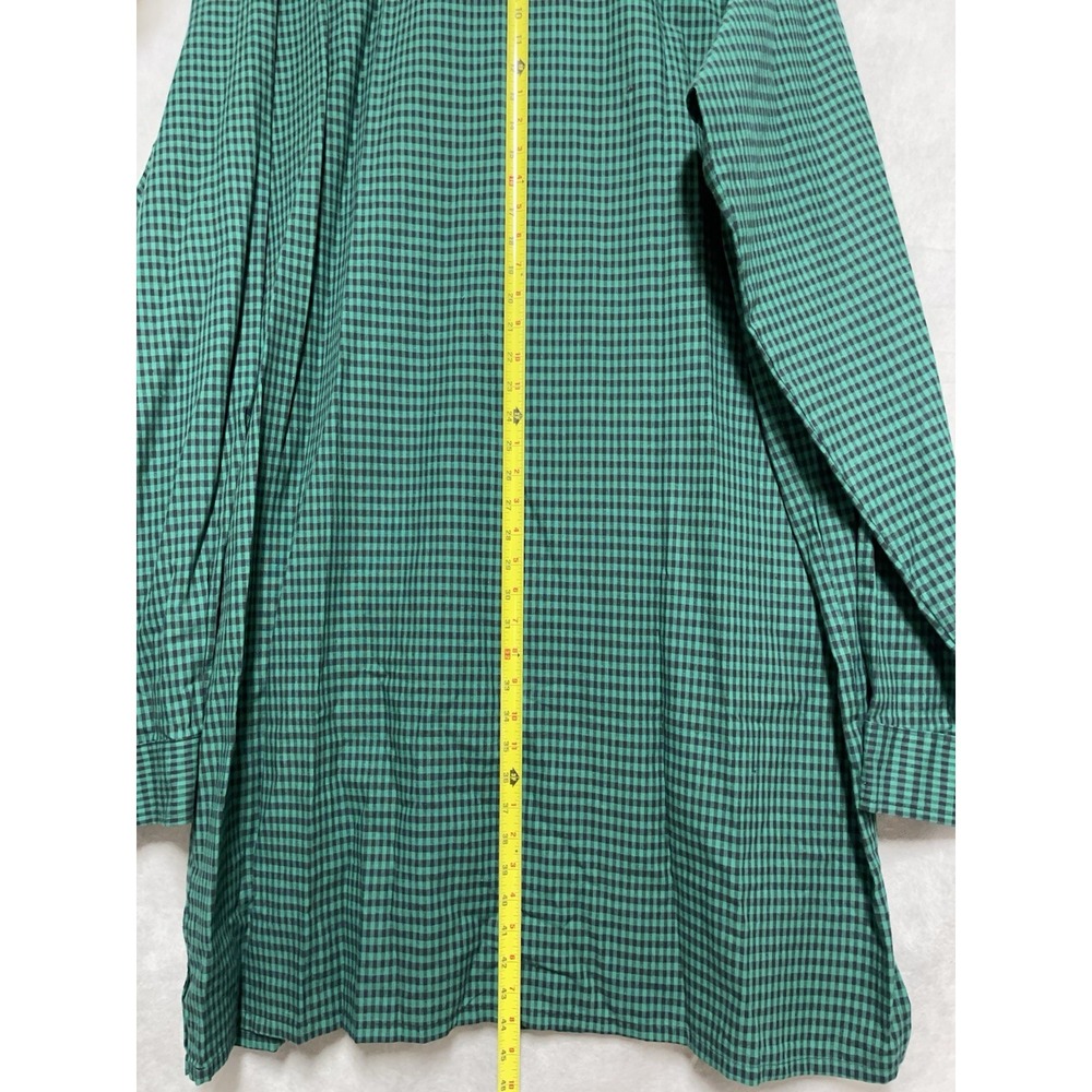 Men's Shirt 5XLT‎ 5XL Tall Green Gingham Check Linen Button Up Academia Vacation - Picture 6 of 8